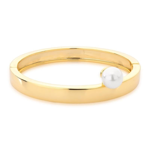 BRACELETE LISO COM PÉROLA SHELL BANHADO A OURO - Image 2