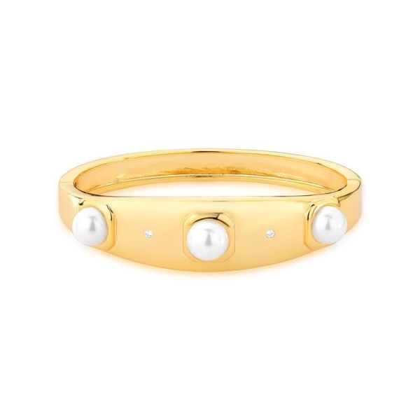 BRACELETE COM QUADRADOS E PÉROLAS SHELL BANHADO A OURO - Image 4