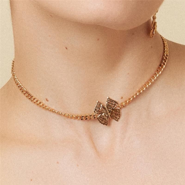 CHOKER BORBOLETA BANHADO A OURO