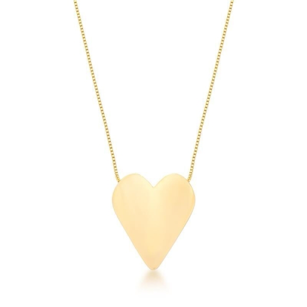 COLAR CORAÇÃO LISO BANHADO A OURO