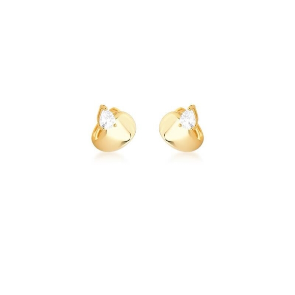 PIERCING DE ORELHA UNITÁRIO CURVO E CRISTAL DE GOTA BANHADO A OURO - Image 2