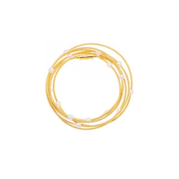 PULSEIRA/COLAR ESTILO CORDA VIOLÃO COM PÉROLAS BANHADO A OURO - Image 2