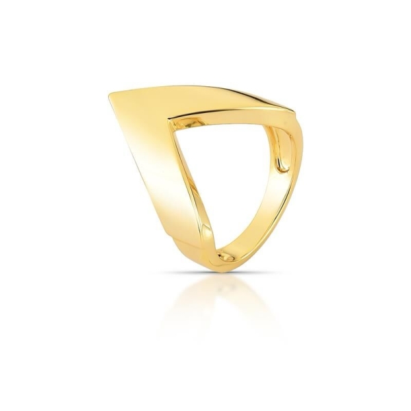 ANEL TRIANGULAR E CURVO BANHADO A OURO