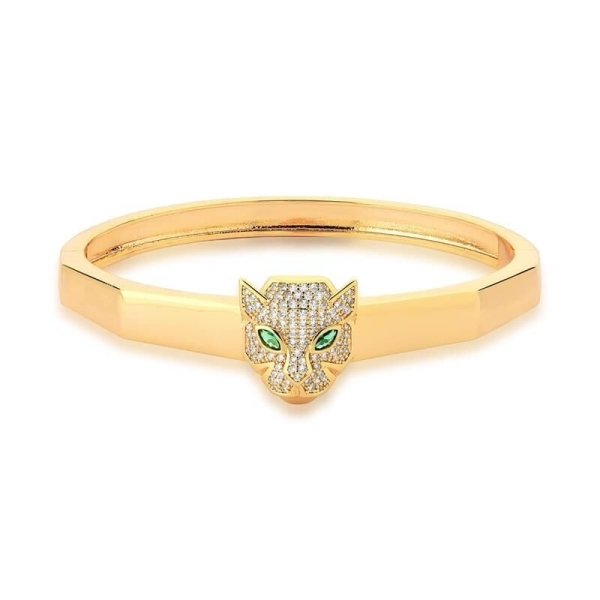 BRACELETE DE LEOPARDO CRAVEJADO DE ZIRCÔNIAS BRANCAS