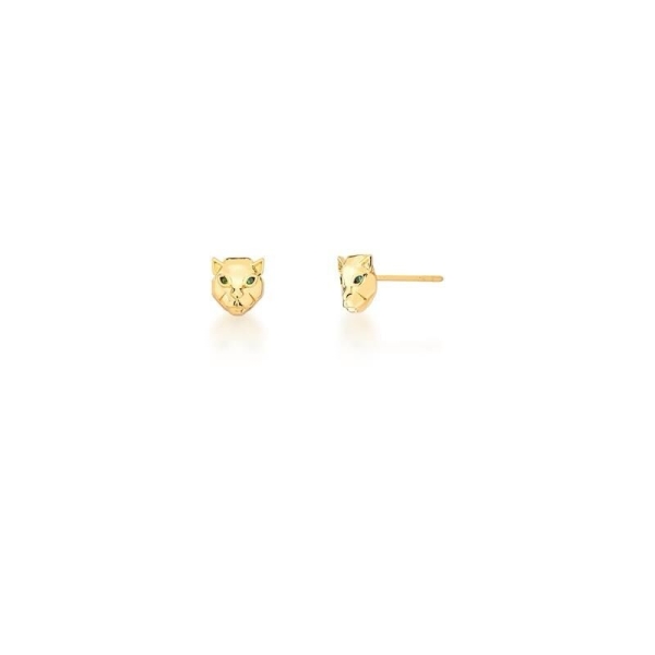 BRINCO DE LEOPARDO LISO COM ZIRCÔNIAS ESMERALDA