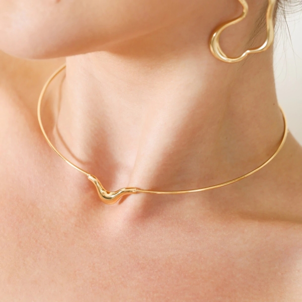 CHOKER ARO ORGÂNICO BANHADO A OURO