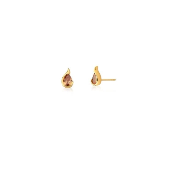 BRINCO COM CRISTAL EM GOTA MORGANITA BANHADO A OURO