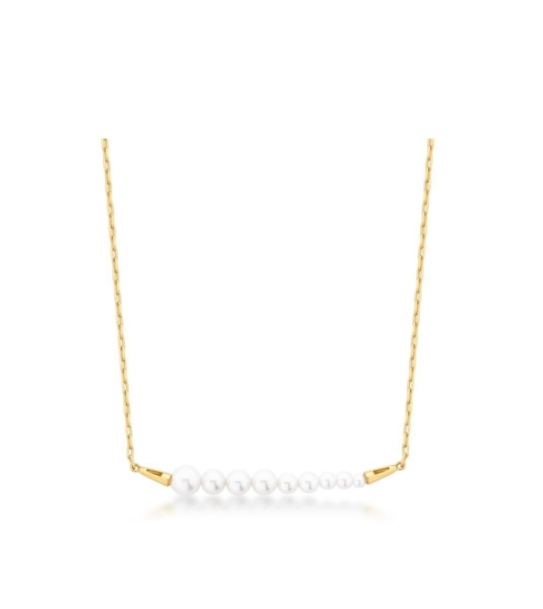 COLAR COM PINGENTE CURVO COM PÉROLAS SHELL BANHADO A OURO